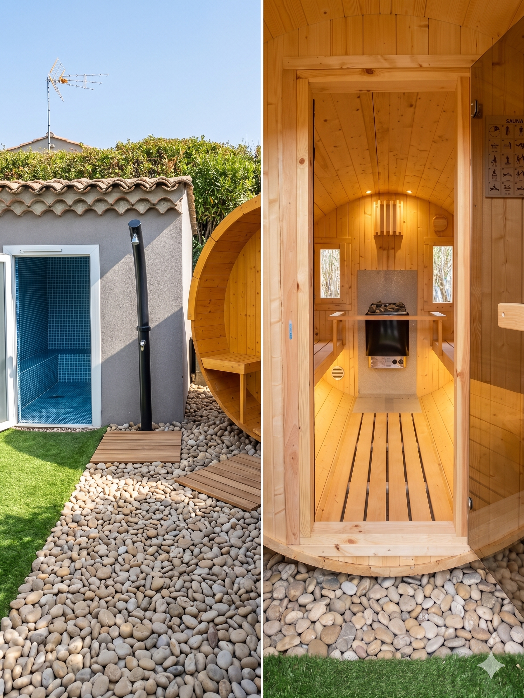 Sauna en tonneau de bois